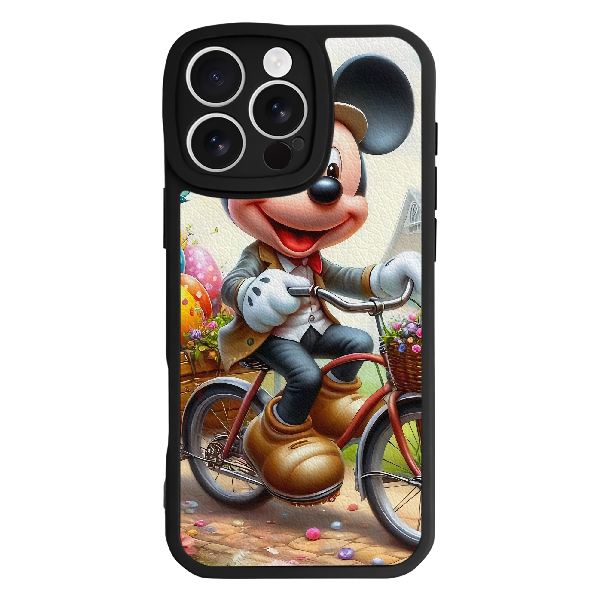 （画像用） ミッキーマウス Mickey Mouse 【iPhone 16シリーズ対応】シリコンスマホケース（レザー調） 材質：シリコン